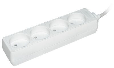 Удлинитель бытовой 4 розетки шнур 3м без заземления 16А