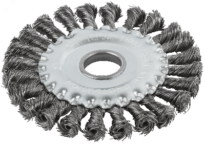 Кордщетка дисковая прямая, посадочный диаметр 22.2 мм, стальная витая проволока 125 мм