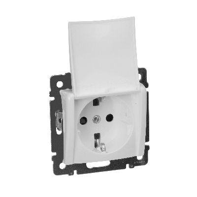 VALENA Розетка с заземлением в рамку с крышкой белая