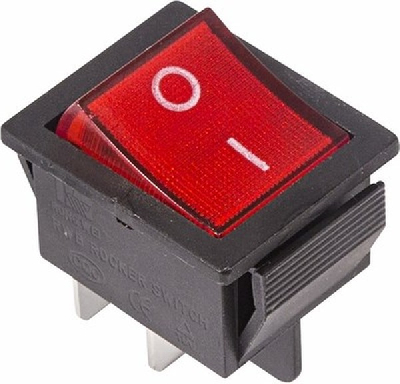 Выключатель клавишный 250V 16А (4с) ON-OFF красный с подсветкой, REXANT