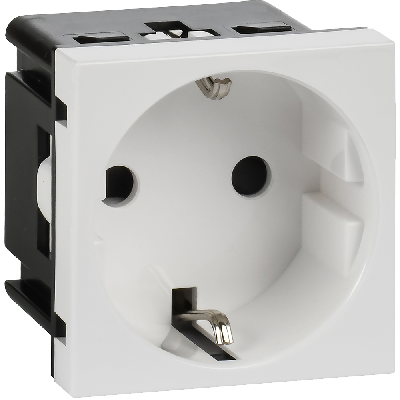 Розетка с заземлением  -  винтовые зажимы - без шторок 16А 250В - 90°- 2 модуля - белый