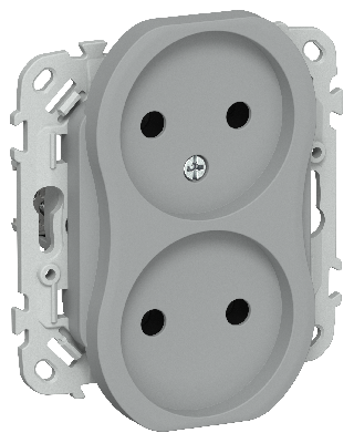 FLITE Розетка 2-местная без заземления без защитных шторок безвинтовое крепление 10А РС02-1-ФлС серый IEK