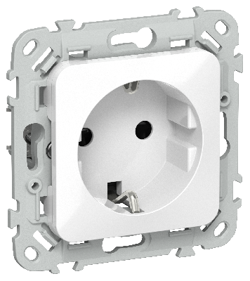 FLITE Розетка с заземлением с защитными шторками 16А РСш11-0-ФлБ белый IEK