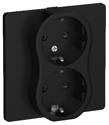 FLITE Розетка 2-местная с заземлением с защитными шторками 16А в сборе РСш12-0-К-ФлЧ черный IEK