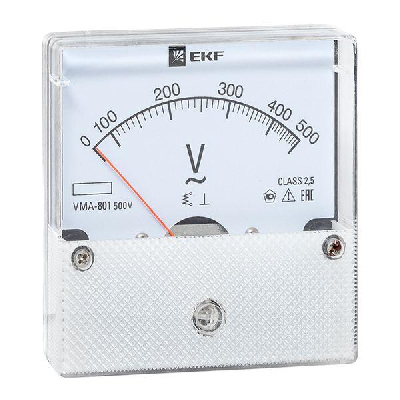 Вольтметр VM-A801 аналоговый на панель 80х80 (круглый вырез) 500В прямое подключение
