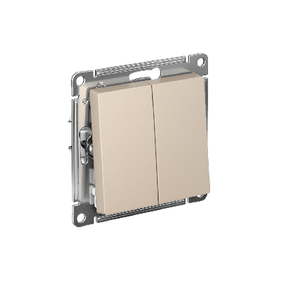 ATLASDESIGN 2-клавишный ПЕРЕКЛЮЧАТЕЛЬ, сх.6/2, 10АХ, быстрозажимные клеммы, ПЕСОЧНЫЙ