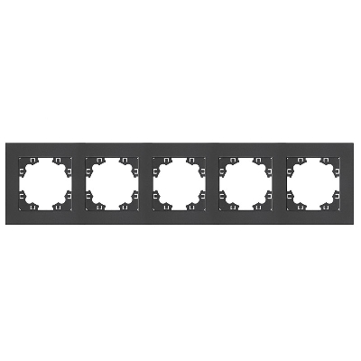 Рамка пятиместная горизонтальная серия Афина графит (еврослот)