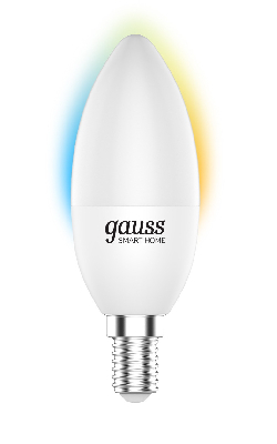 Лампа светодиодная умная 5 Вт 470 лм 2700-6500К AC 220-240В E14 свеча Управление по Wi-Fi, изменение цветовой температуры и диммирование Smart Home Gauss