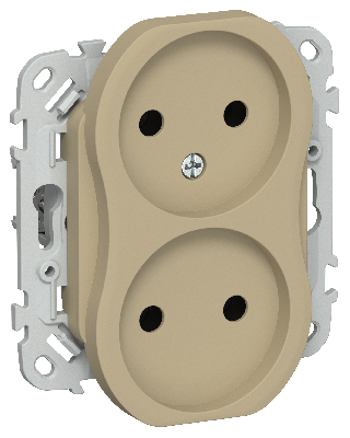 FLITE Розетка 2-местная без заземления без защитных шторок безвинтовое крепление 10А РС02-1-ФлХ хаки IEK