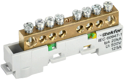 TEKFOR Шина PE земля неизолированная на универсальном держателе 8х12-8-Ж IEK