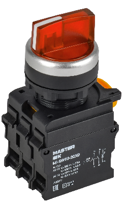 Переключатель с подсветкой 3 полож. 2NO красный MASTER IEK