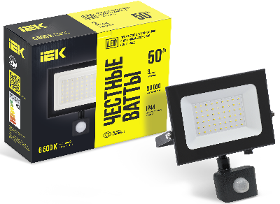 Прожектор светодиодный ДО-50w с ИК датчиком 6500К 4000Лм IP54