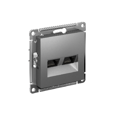 Розетка ATLASDESIGN двойная компьютерная RJ45+RJ45 категория 5E механизм сталь