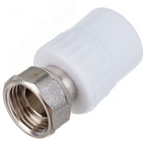 Муфта комбинированная 32x1' ВР накидная гайка, полипропиленовая PPR, белая