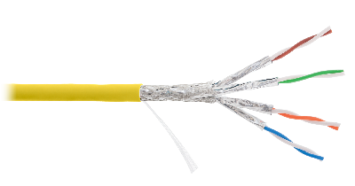 Витая пара S/FTP 4 пары Кат 7а solid BC (0.58мм) IN LSZH нг(A)-HFLTx желтый 500м