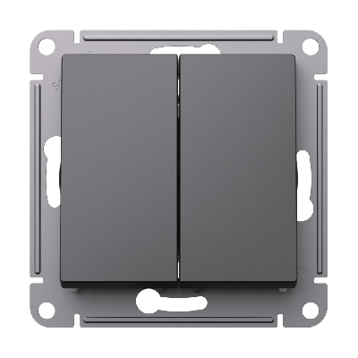 ATLASDESIGN 2-клавишный переключатель, перекрестный, 2 x сх. 7, 10АХ, механизм, БАЗАЛЬТ