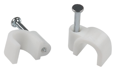 Скоба пластиковая крепежная круглая 7 мм белая NO-225-277 (10 шт/уп)