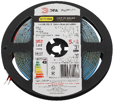 Лента светодиодная 12Вт/м 24В 4000К IP20 352LED/м LRCOB-352-8-12W/m 8mm 24V 4000K