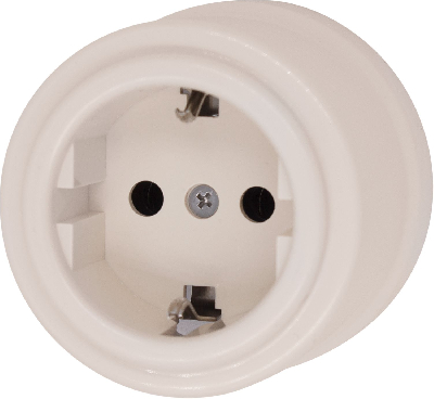 Розетка Лизетта с заземлением, пластик, цвет Песочное золото