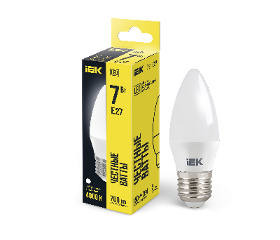 Лампа светодиодная LED 7вт Е27 белый матовая свеча ECO