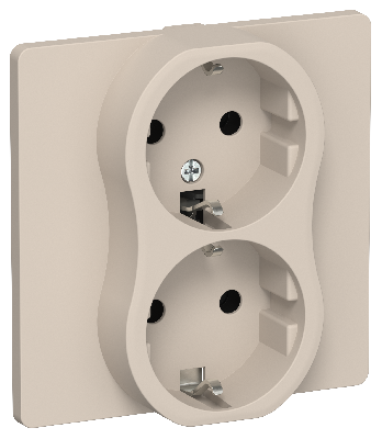 FLITE Розетка 2-местная с заземлением без защитных шторок безвинтовое крепление 16А в сборе РС12-1-К-ФлЛ льняной IEK