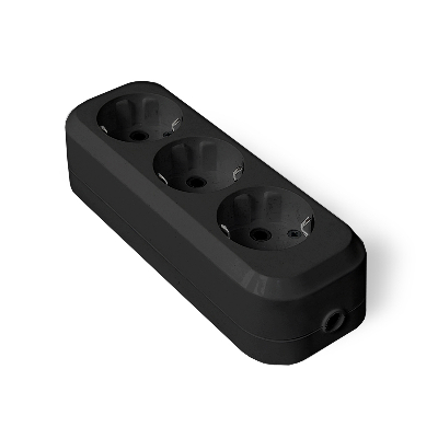 Колодка 3 гнезда с/з AБС-пластик еврослот черный