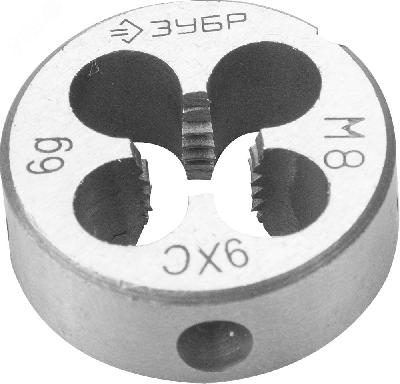 Плашка М8x1.25мм, сталь 9ХС, круглая ручная