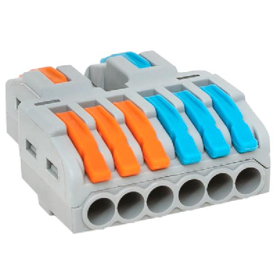 Строительно-монтажная клемма СМК 222-426 разветвительная 6 выходов 0,08-4 мм2 EKF