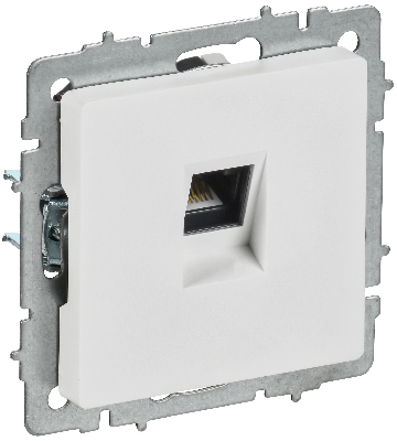 BRITE Розетка компьютерная RJ45 кат.6 РК11-БрАБ арктический белый IEK