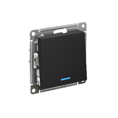 ATLASDESIGN 1-клавишный ПЕРЕКЛЮЧАТЕЛЬ с подсветкой, сх.6а, 10АХ, быстрозажимные клеммы, КАРБОН