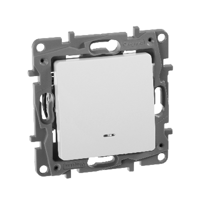 ETIKA Переключатель одноклавишный с подсветкой белый автоматические зажимы 10AX