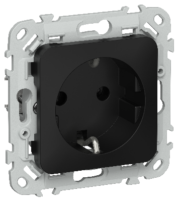 FLITE Розетка с заземлением без защитных шторок 16А РС11-0-ФлЧ черный IEK