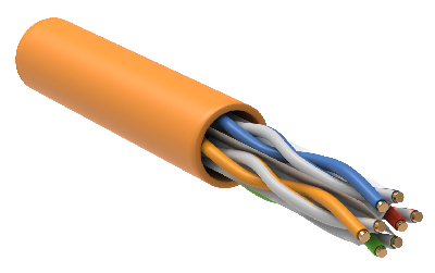 Витая пара U/UTP кат 6 4x2х23AWG solid LSZH 305м оранжевый