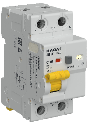 Устройство защиты от дугового пробоя с выключателем автоматическим дифференциального тока 1P+N C 16А 30мА тип A KARAT