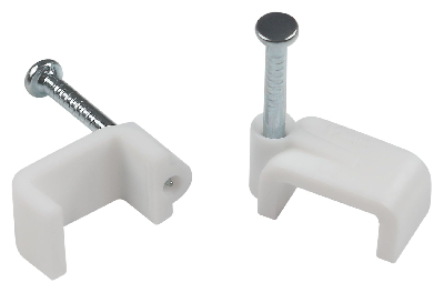 Скоба пластиковая крепежная плоская 12 мм белая NO-225-288 10 шт