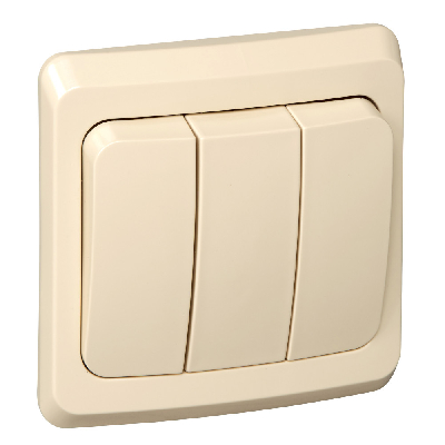 ЭТЮД Выключатель трехклавишный скрытый бежевый