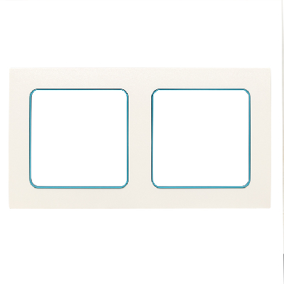 Стокгольм Рамка 2-местная белая с линией цвета синий