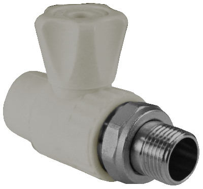 Кран шаровой комбинированный 3/4х25 НР Белый