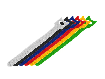 Набор хомутов-стяжек многоразовых на липучке 210х16 мм, цветная, упаковка 12 шт, REXANT