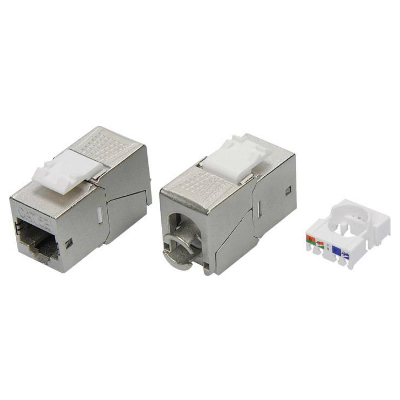 Модуль Keystone RJ45 CAT 5E экранированный (STP). 180 градусов. серебристый