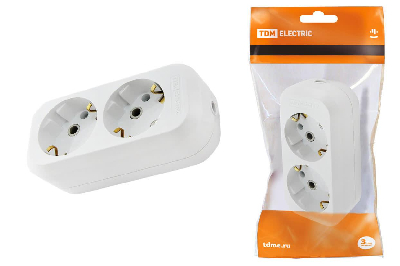 Колодка розеточная 2 гнезда 2П+З 16А 250В белая