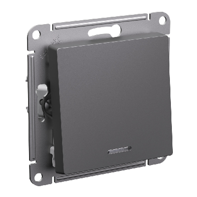 ATLASDESIGN 1-клавишный ВЫКЛЮЧАТЕЛЬ с подсветкой, сх.1а, 10АХ, механизм, БАЗАЛЬТ