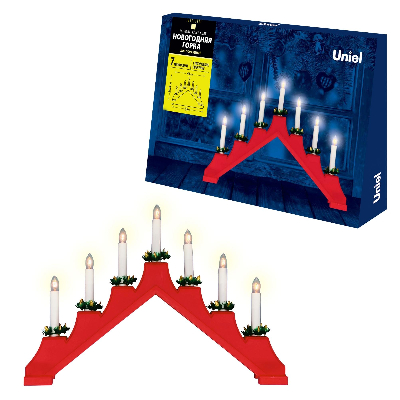 Фигура Новогодняя горка 39,5х30,5 см 7 миниламп накаливания теплый белый свет красный корпус пластик материал RED BRIDGE