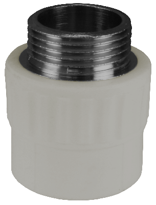 Муфта комбинированная 20x1/2' НР полипропиленовая PPR серая