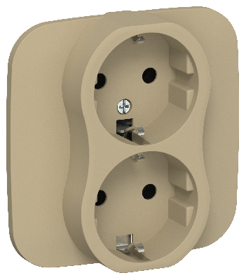 FLITE Розетка 2-местная с заземлением без защитных шторок безвинтовое крепление 16А в сборе РС12-1-А-ФлХ хаки IEK