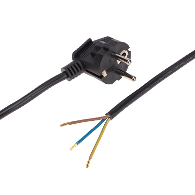 Шнур электрический с вилкой ПВС 3х1,0 мм, 1,5м, черный