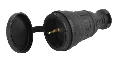 Разъём каучуковый c/з прямой 16A IP44 черный R8-B-IP44