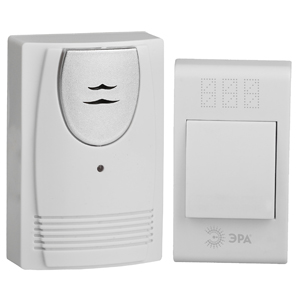Звонок дверной беспроводной на батарейках 32 мелодии 100м IP20 со световой индикацией белый 2АА/А23 C61