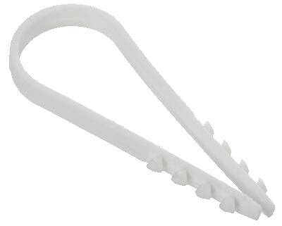 Дюбель-хомут 19х25мм для круглого кабеля нейлон белый (100шт/упак) GENERICA