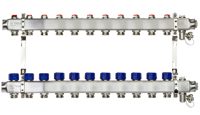 Коллекторная группа SSM-11R set 11 контуров 1' x 3/4' с термостатическими клапанами и кронштейнами